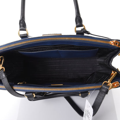 Prada Saffiano Lux Bi-Color Medium Tote Bluette Black 14 of 16