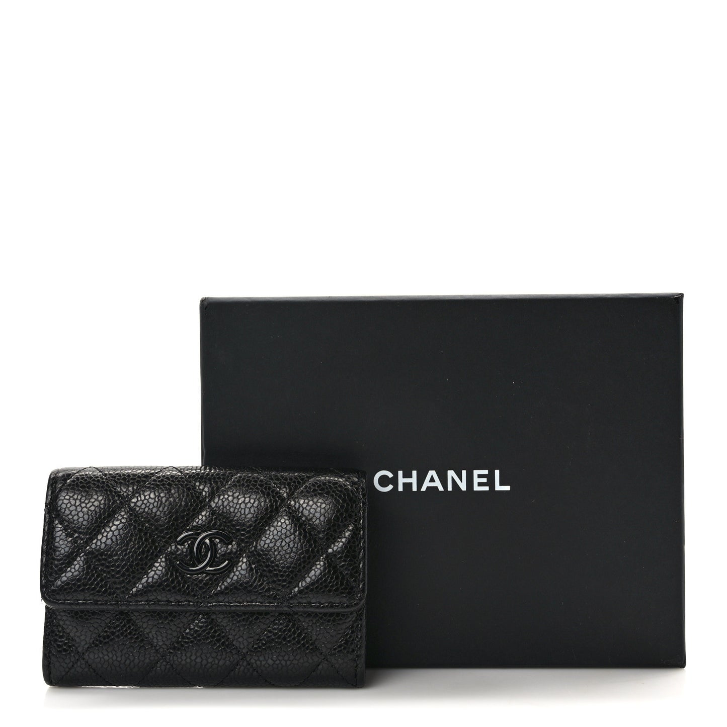 Caviar Quilted Flap Card Holder So Black