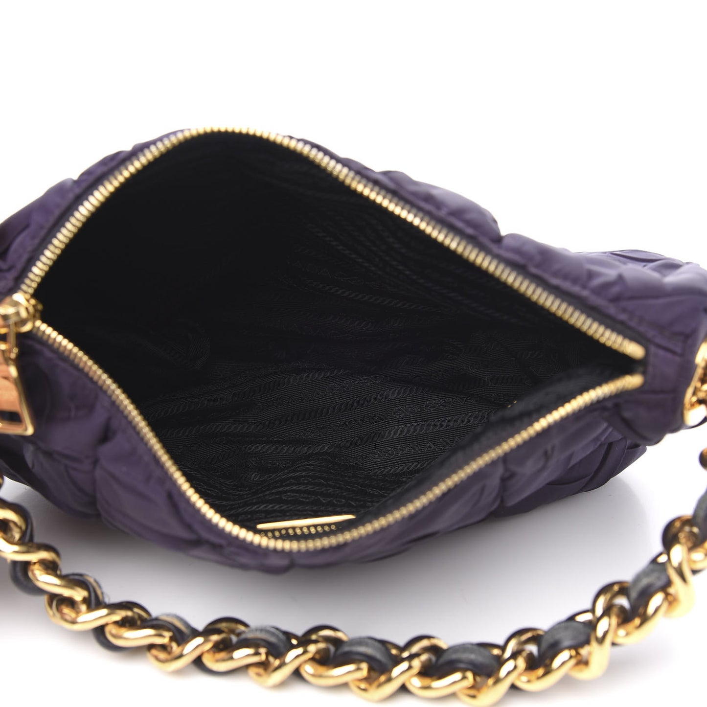 Tessuto Nylon Chevron Quilted Shoulder Bag Plum