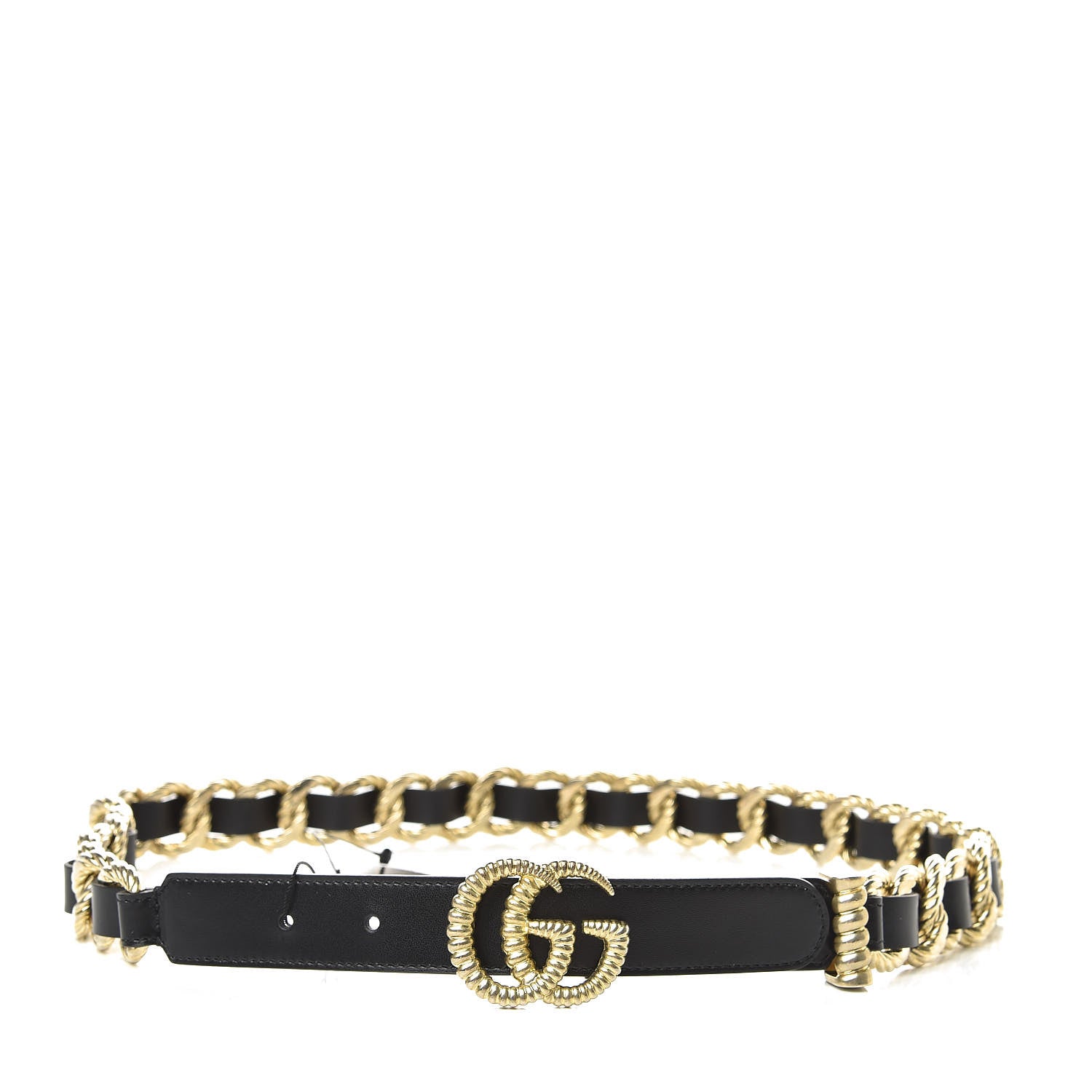 Gucci Calfskin Torchon Double G Chain 25mm Belt 85 34 Black 1 of 4