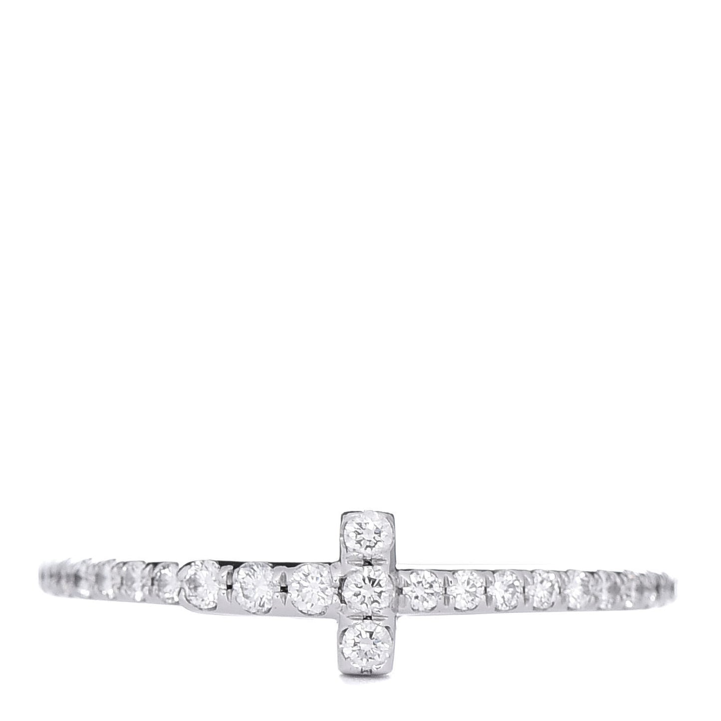 18K White Gold Diamond T Wire Pave Ring 49 5