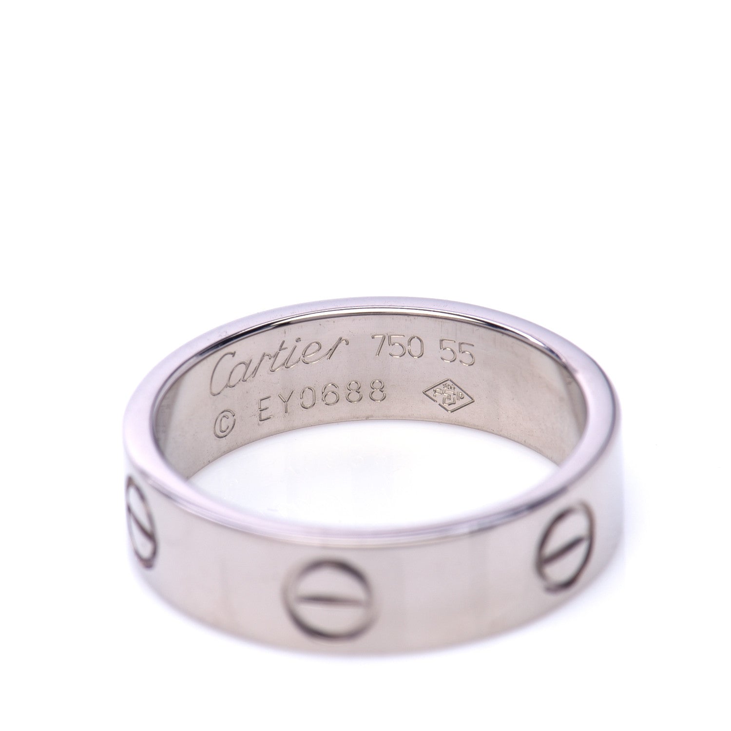 Cartier 18K White Gold 5.5mm LOVE Ring 55 7.25 5 of 5