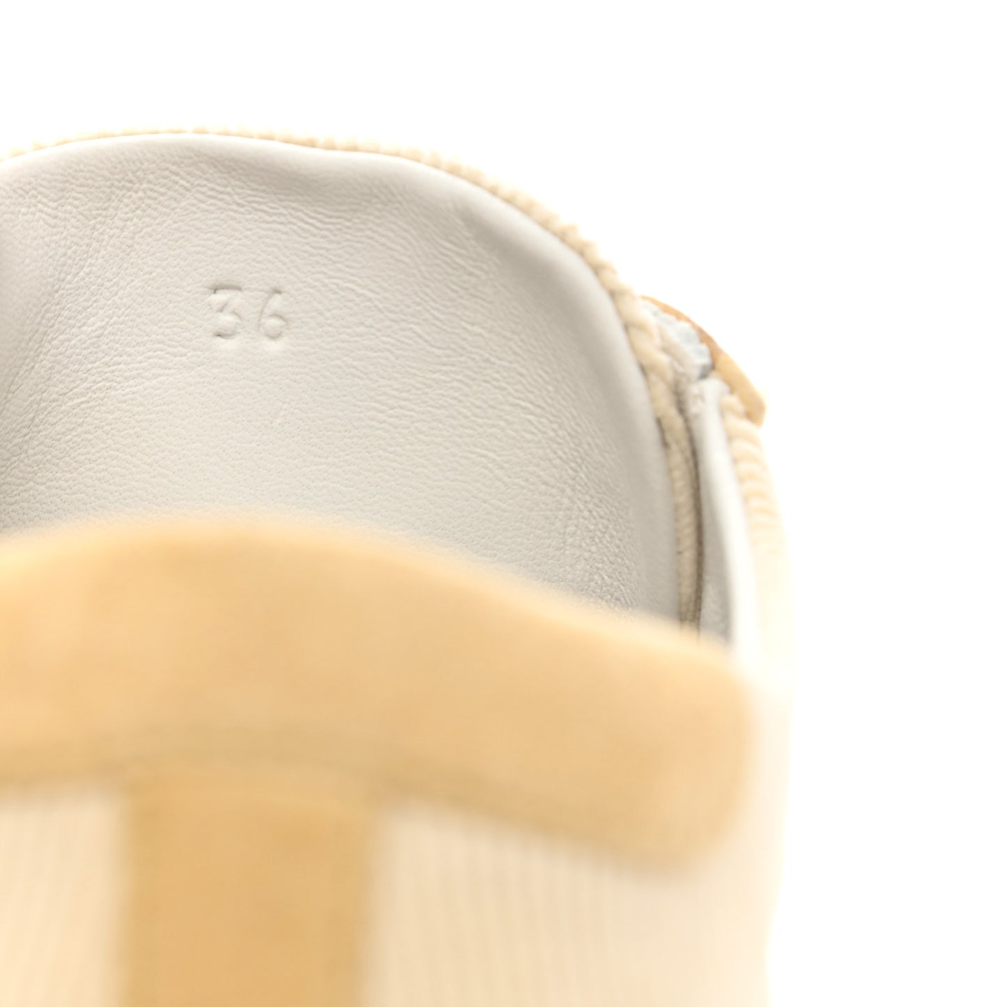 Fabric Ribbed Suede Goatskin Deep Sneakers 36 Beige Crin