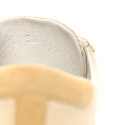 Hermes Fabric Ribbed Suede Goatskin Deep Sneakers 36 Beige Crin 9 of 10