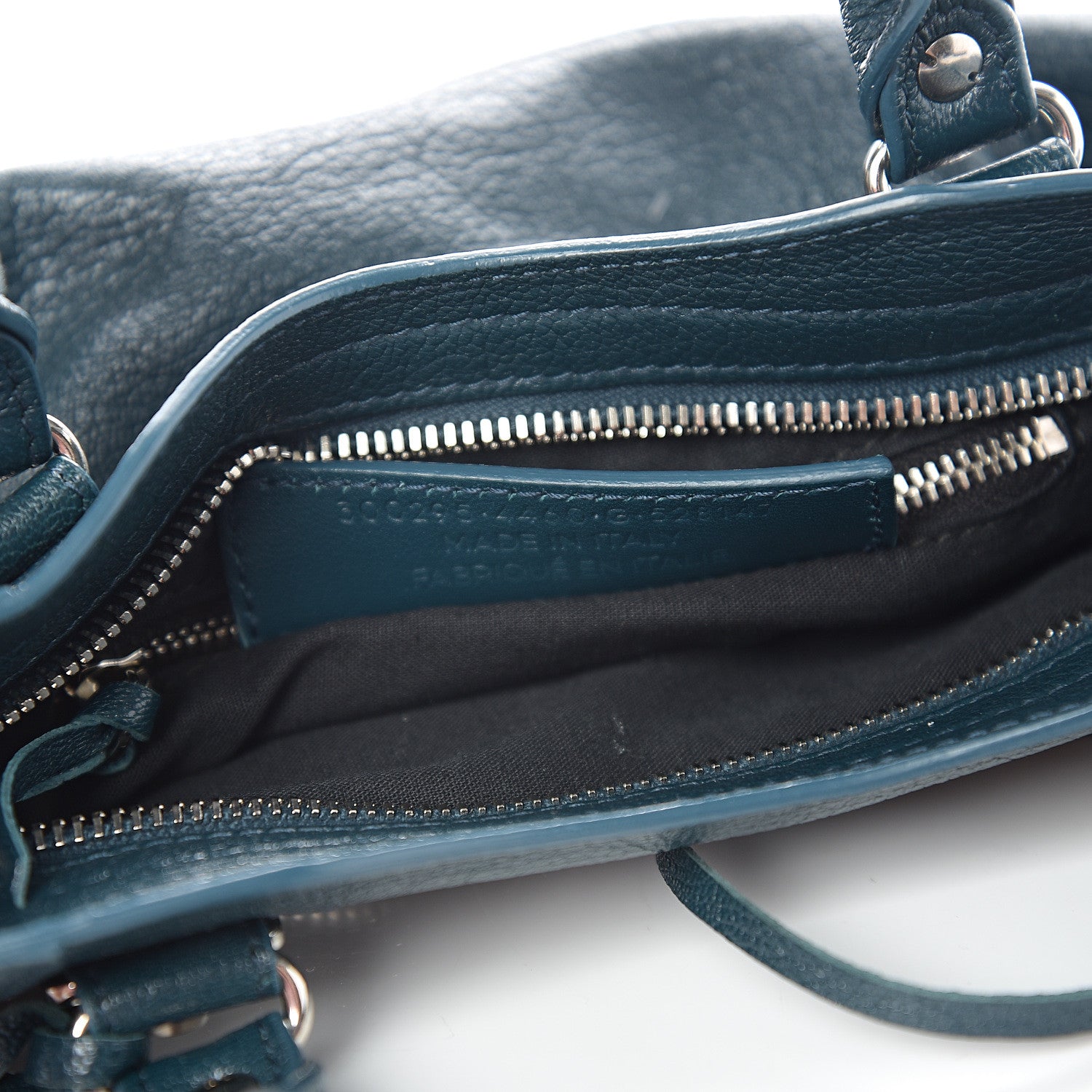 Balenciaga Chevre Silver Metallic Edge Hardware Mini City Bleu Paon 6 of 9
