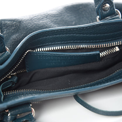 Balenciaga Chevre Silver Metallic Edge Hardware Mini City Bleu Paon 6 of 9