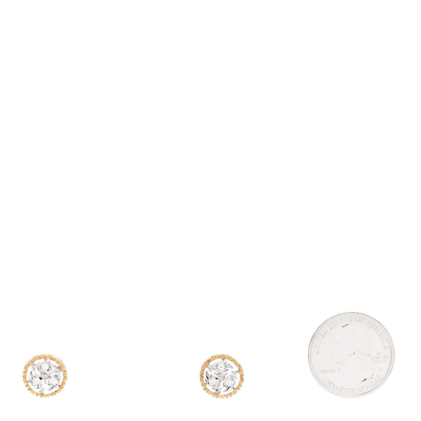 18K Yellow White Gold Diamond Ramage Earrings
