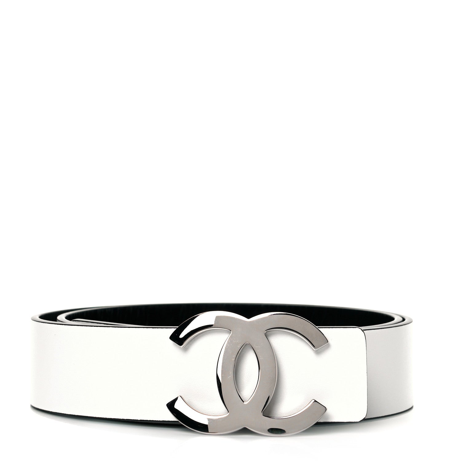 Chanel Patent Calfskin CC Reversible Belt 90 Black White 1 of 5