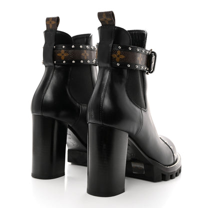 Louis Vuitton Calfskin Monogram Star Trail Chelsea Ankle Boots 40 Black 4 of 9