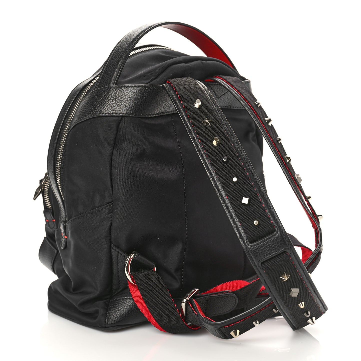 Nylon Calfskin Love Small Backloubi Backpack Black
