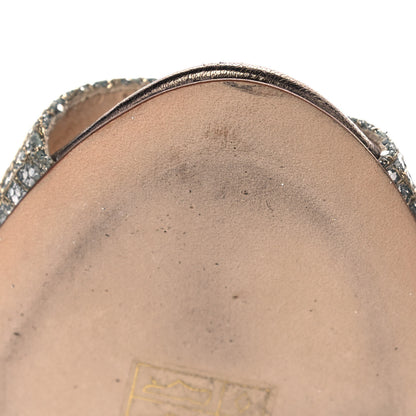 Jimmy Choo Glitter Fabric Baxen Peep Toe Wedges 36.5 Silver Gold 8 of 10