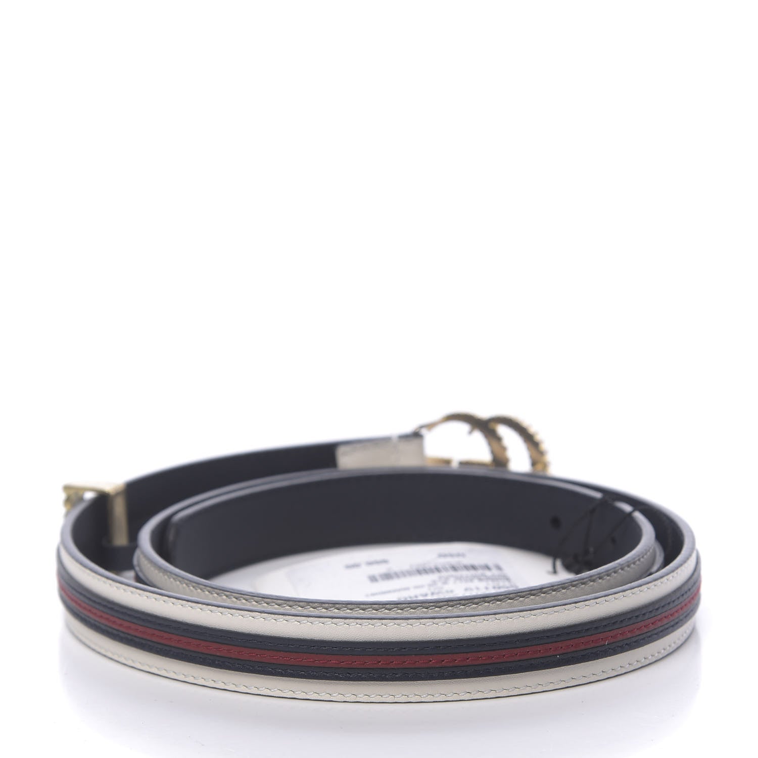 Gucci Calfskin Torchon Double G 20mm Belt 80 32 Off White Blue Red 2 of 5