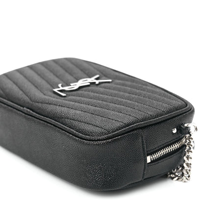 Saint Laurent Grain De Poudre Matelasse Monogram Mini Lou Camera Bag Black 11 of 12