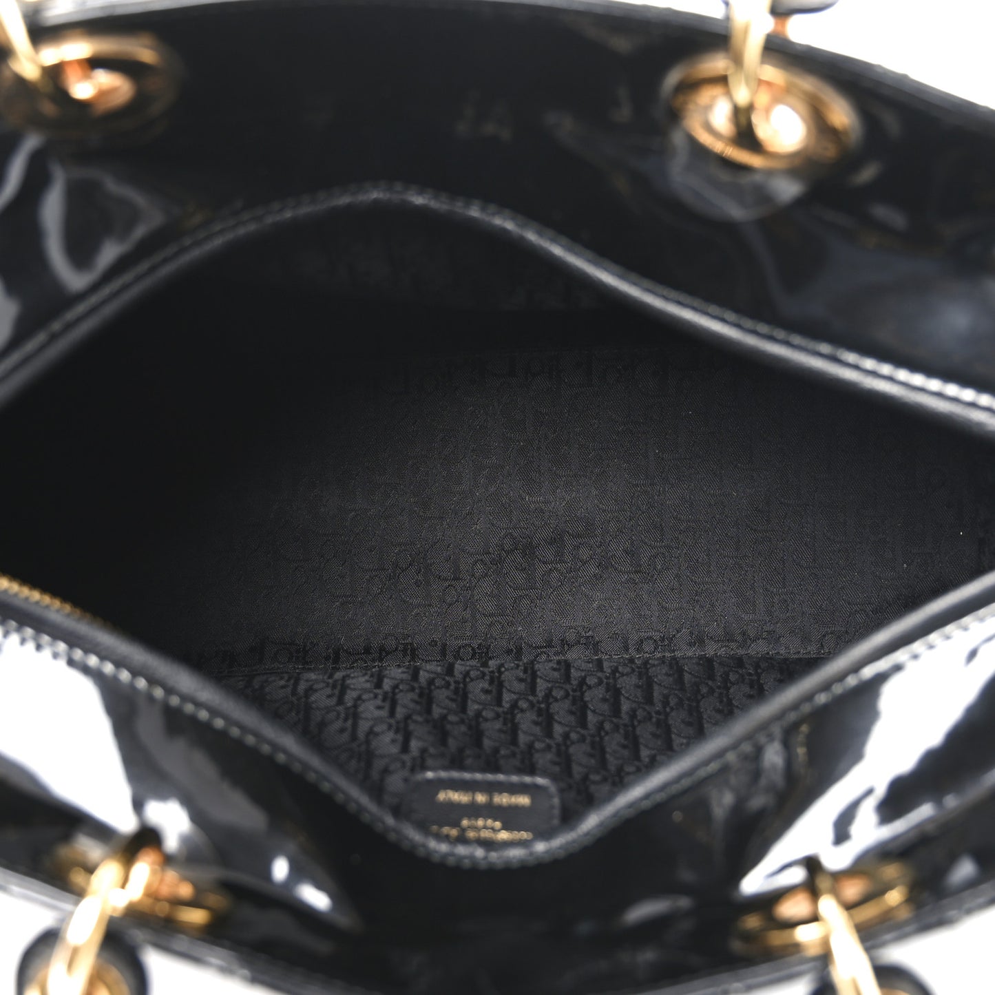 Patent Cannage Large Lady Dior Black