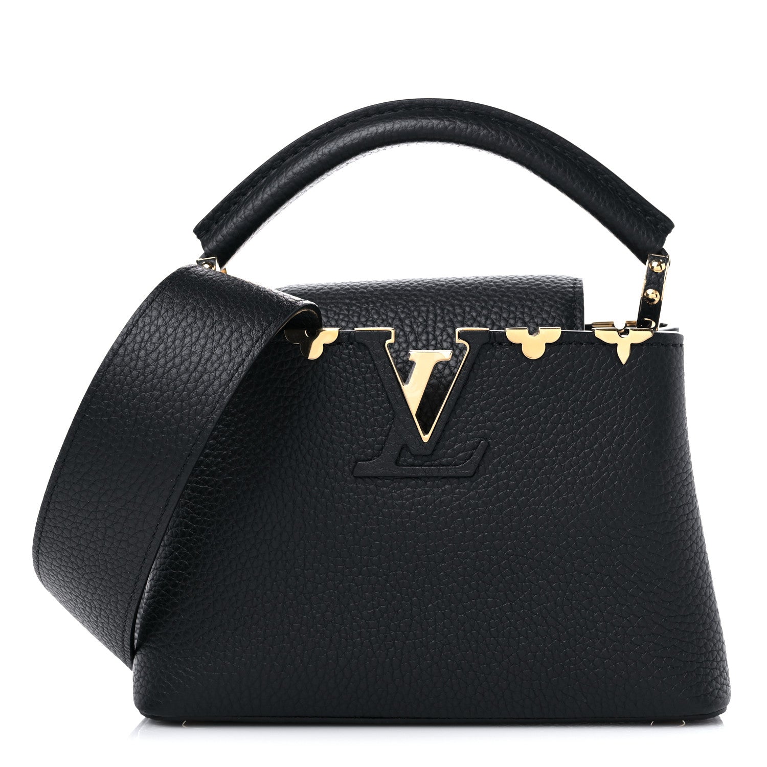 Louis Vuitton Taurillon Embellished Flower Crown Capucines Mini Black 1 of 9