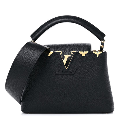 Louis Vuitton Taurillon Embellished Flower Crown Capucines Mini Black 1 of 9