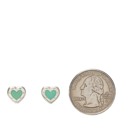 Tiffany Sterling Silver Enamel Mini Return to Tiffany Love Heart Earrings Blue 2 of 4