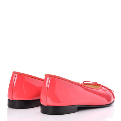 Chanel Patent Calfskin CC Cap Toe Ballerina Flats 39 Coral 4 of 9