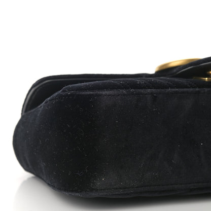 Gucci Velvet Matelasse Small GG Marmont Shoulder Bag Black 9 of 12