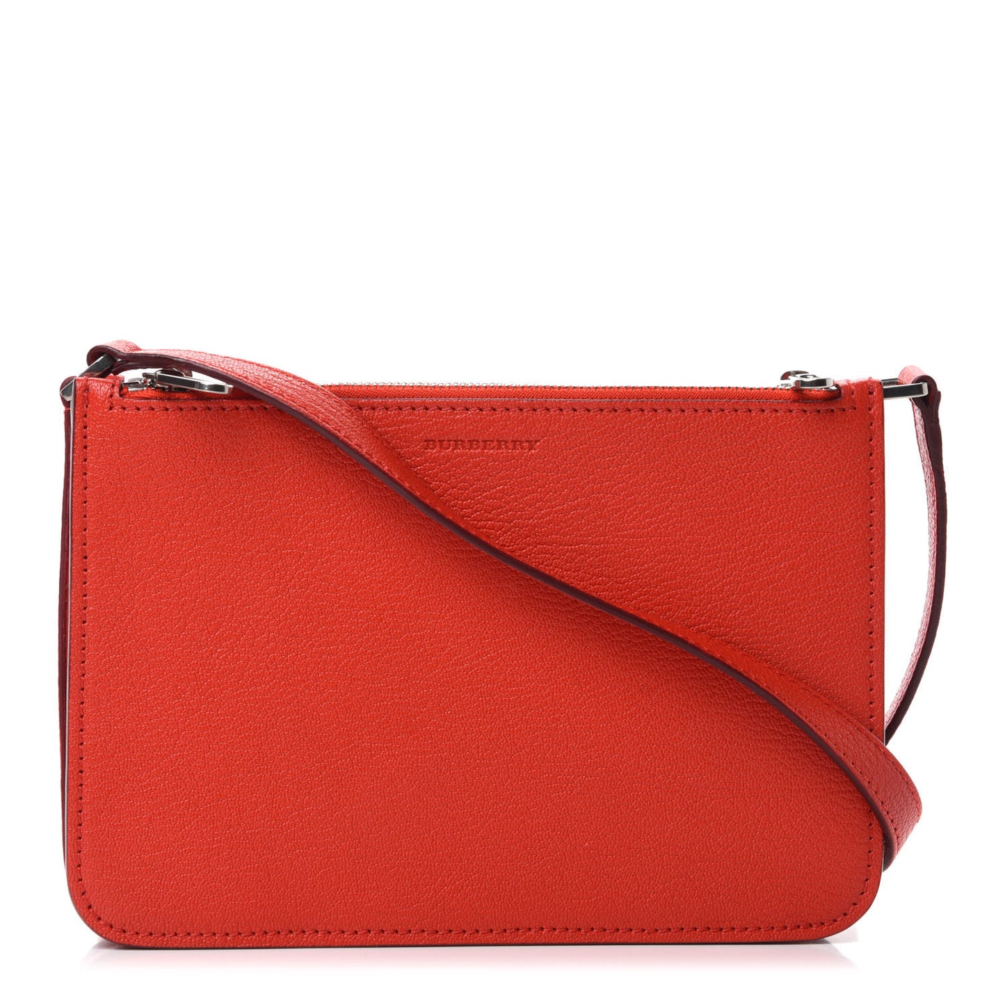 Grainy Goatskin Triple Zip Crossbody Bag Bright Red