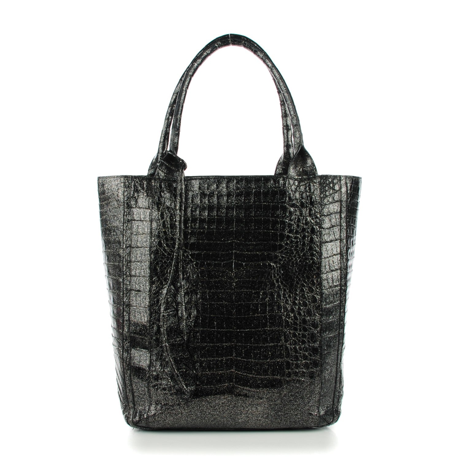 Nancy Gonzalez Crocodile Medium Leaf Tote Black Glitter 1 of 8