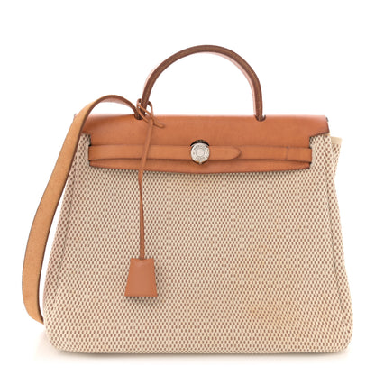 Hermes Toile Vache Calfskin Herbag 30 PM Naturel 1 of 13