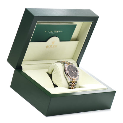 Rolex Stainless Steel 18K Everose Gold Diamond 36mm Oyster Perpetual Datejust Watch Chocolate Flowers 116231 5 of 5