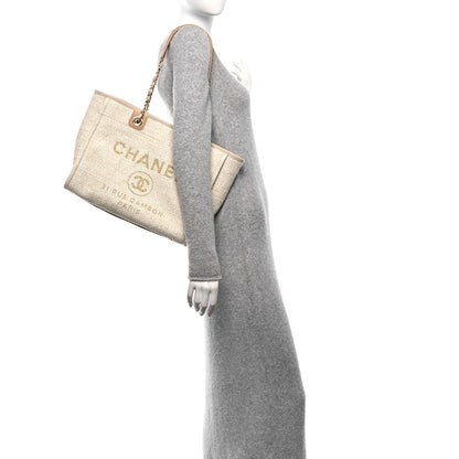 Chanel Lurex Boucle Small Deauville Tote Ivory 2 of 10