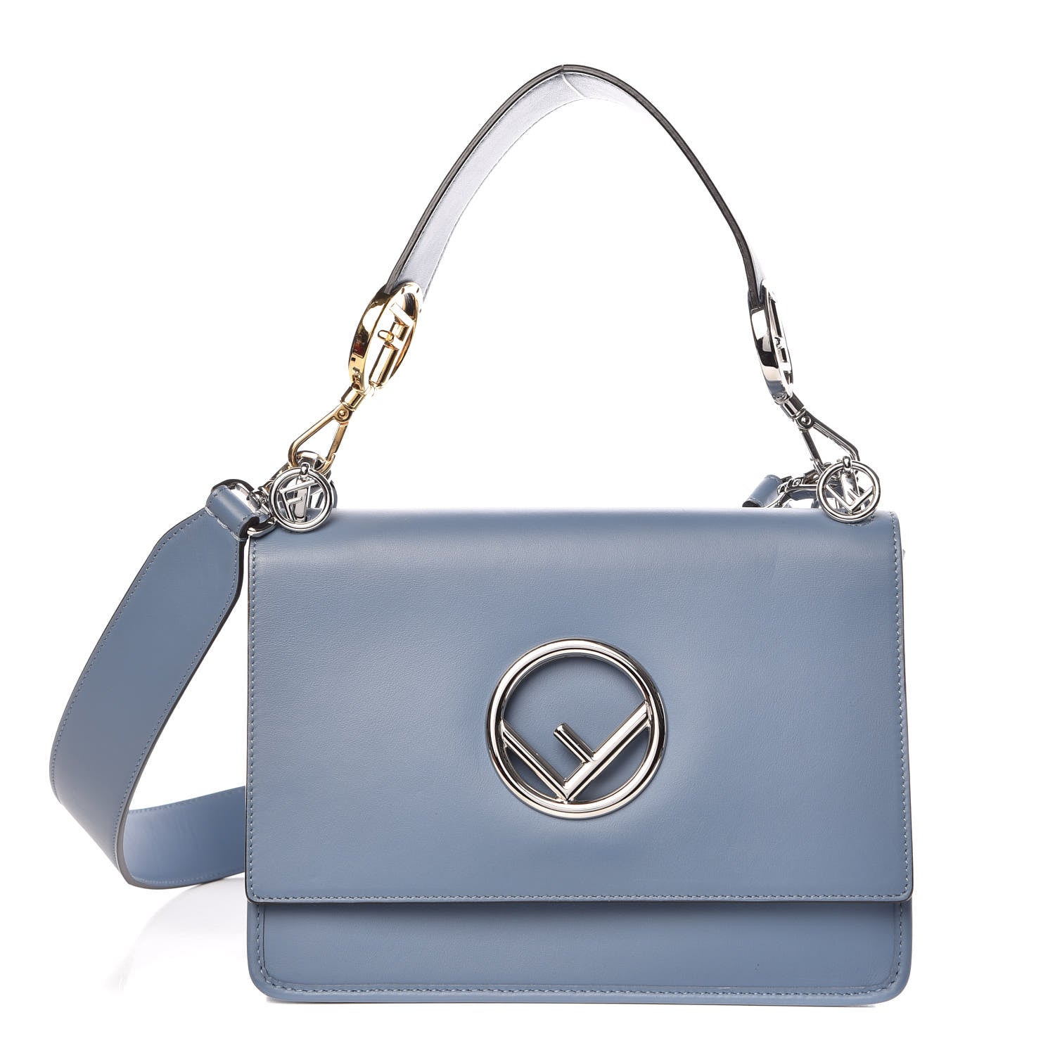 Fendi Vitello Century Opaco F is Fendi Kan I Shoulder Bag Ceruleo 1 of 10