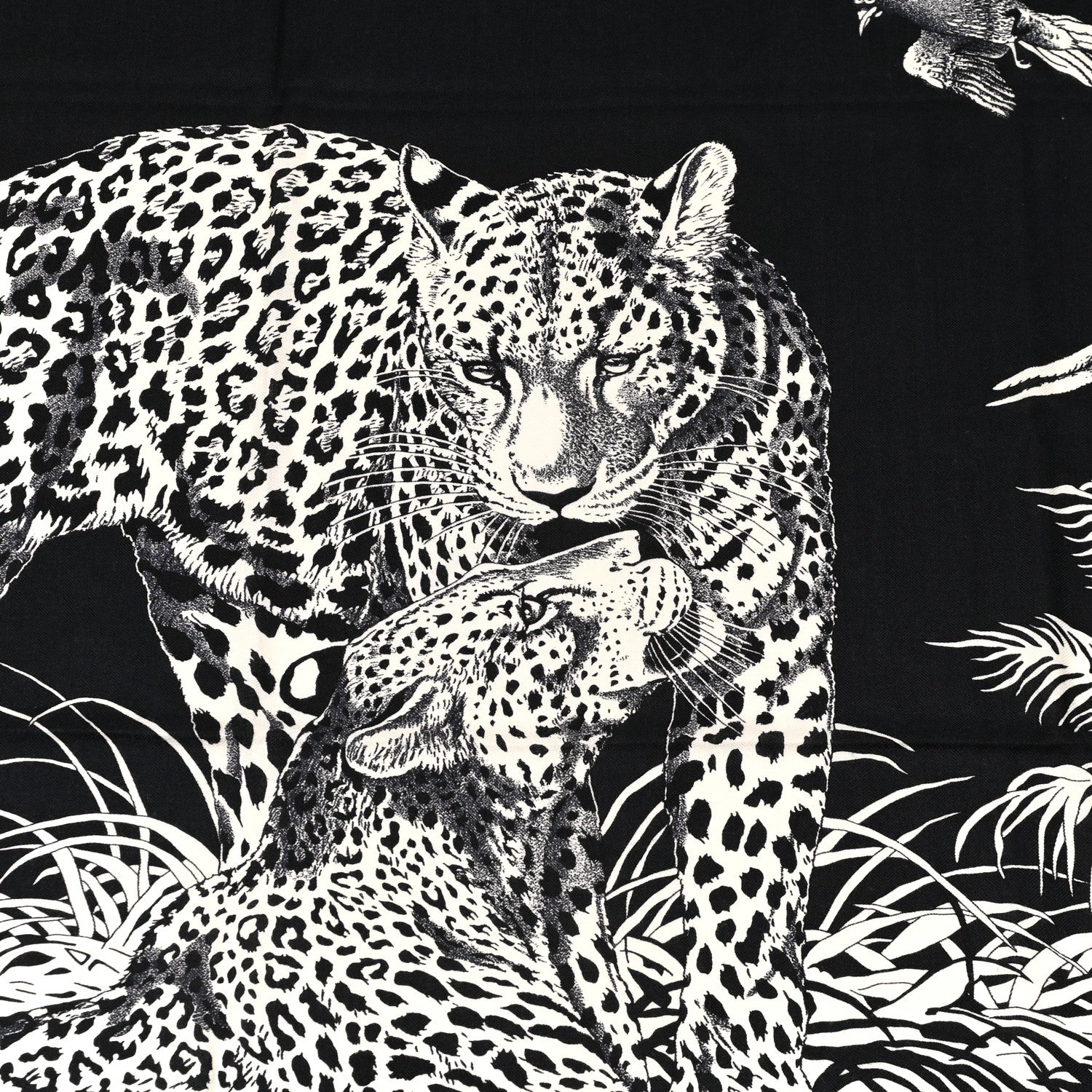 Hermes Cashmere Silk Jungle Love Tattoo Shawl 140 Bleu Black White 7 of 9