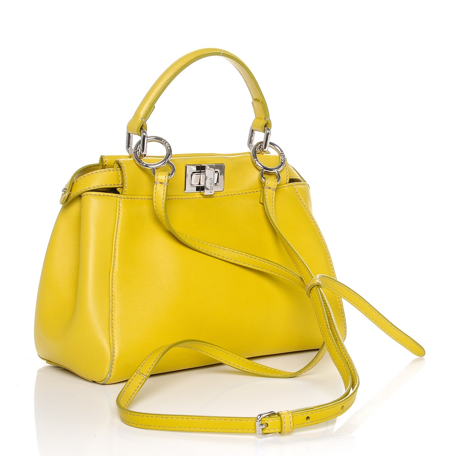 Fendi Nappa Mini Peekaboo Iconic Satchel Lime 3 of 16