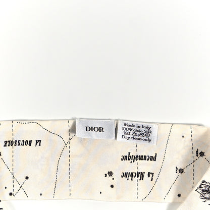 Christian Dior Silk Zodiac Mitzah Scarf White Black 3 of 3