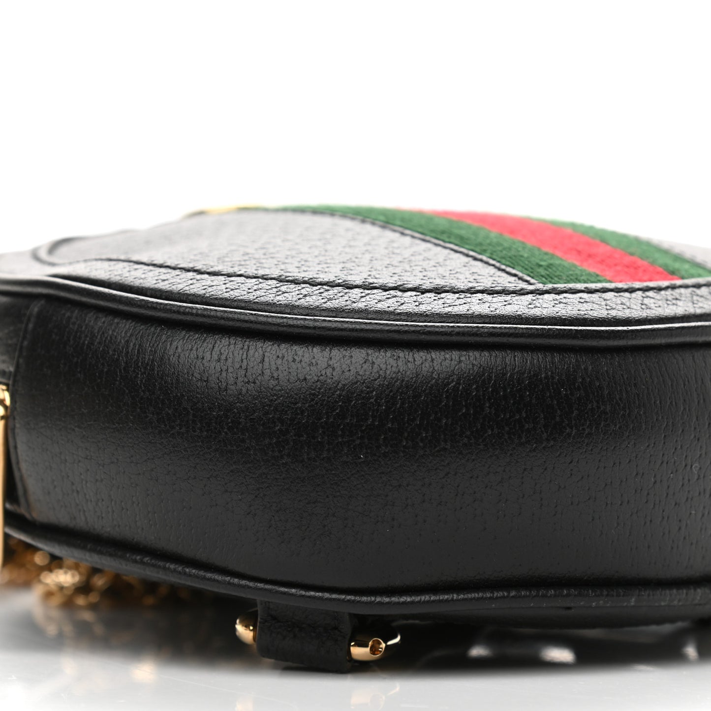 Grained Calfskin Web Mini Ophidia Round Backpack Black