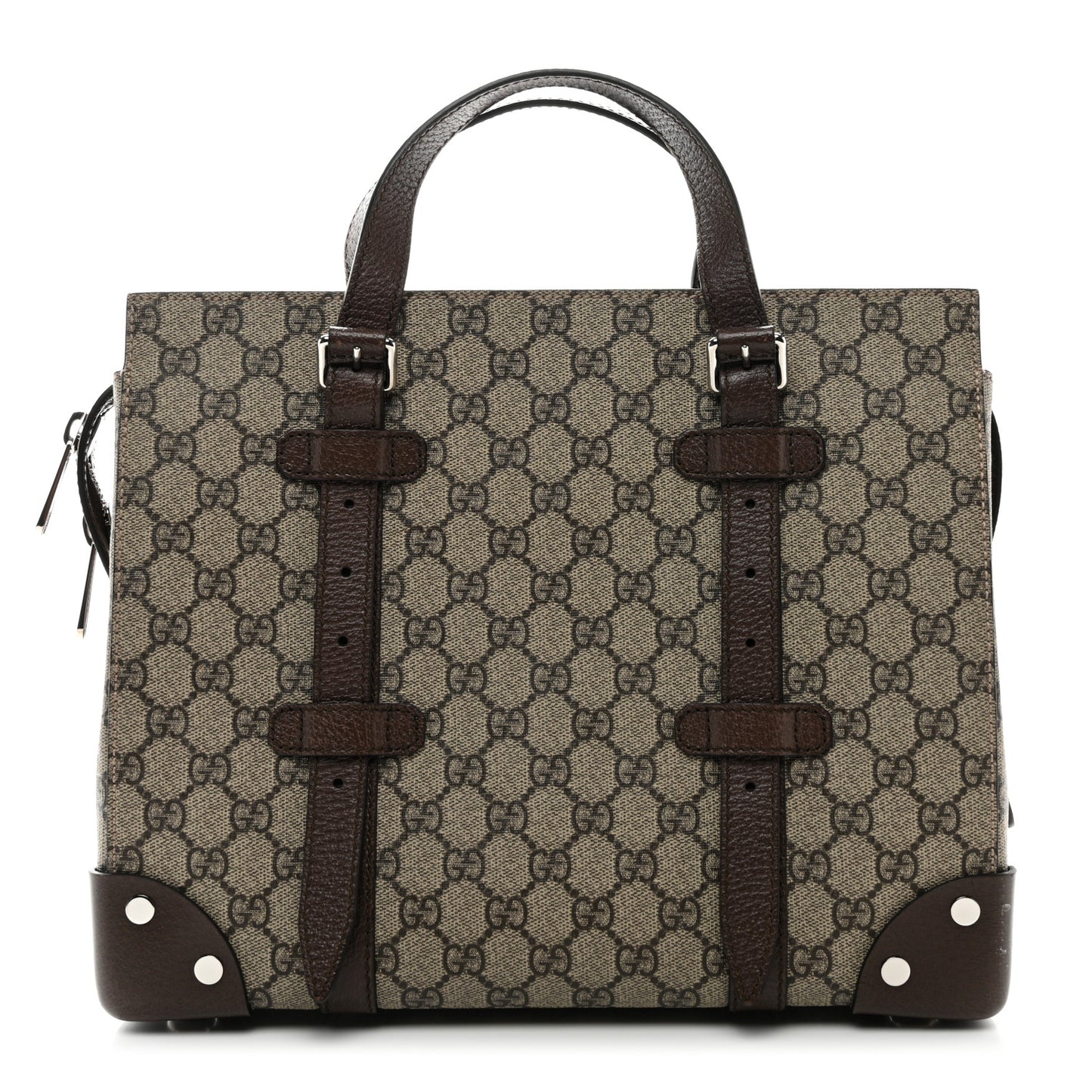 GG Supreme Monogram Textured Dollar Calfskin Small Detail Tote Beige Ebony New Acero