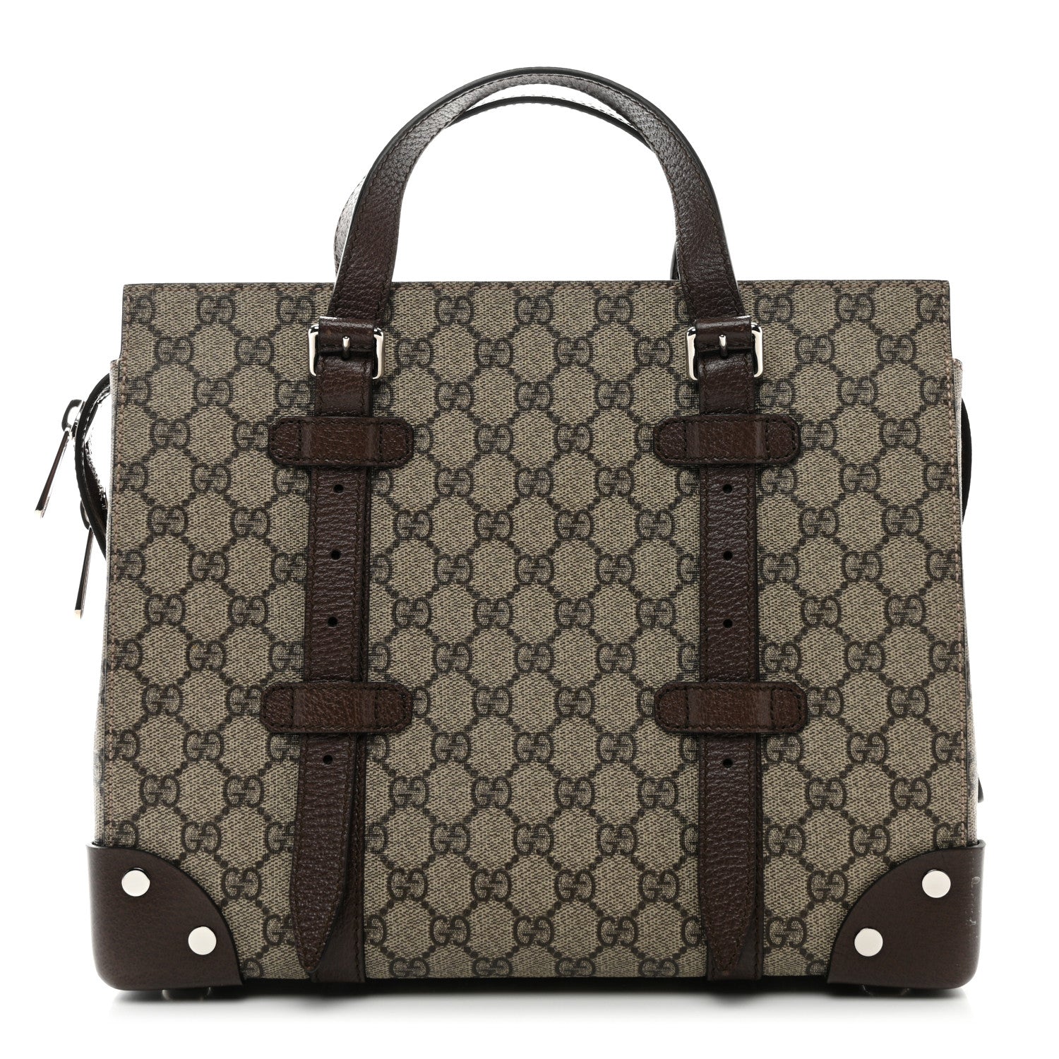 Gucci GG Supreme Monogram Textured Dollar Calfskin Small Detail Tote Beige Ebony New Acero 1 of 10