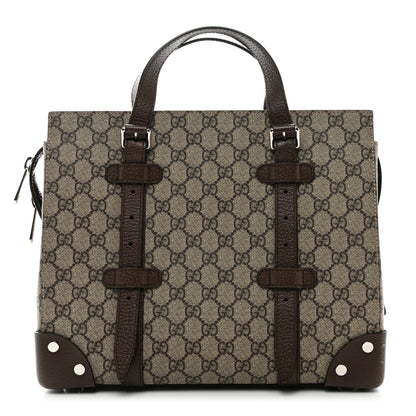 Gucci GG Supreme Monogram Textured Dollar Calfskin Small Detail Tote Beige Ebony New Acero 1 of 10