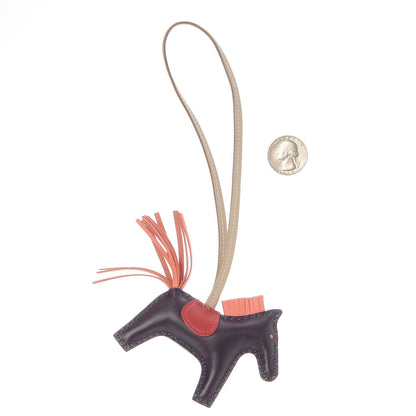 Hermes Milo Lambskin Grigri Rodeo Horse Bag Charm PM Raisin Flamingo Rouge Vif Argile 2 of 4