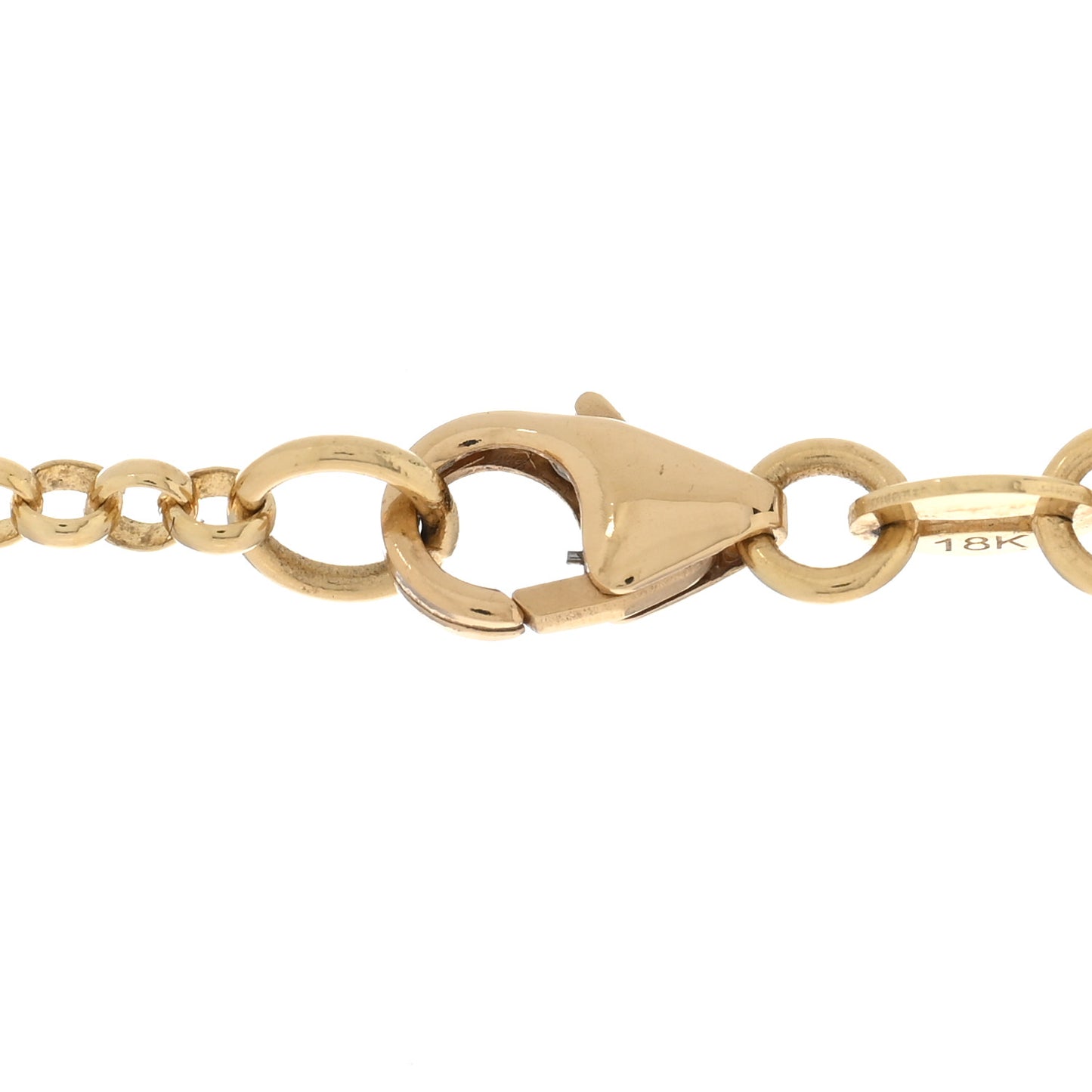 18K Yellow Gold Diamond Baby Karma Medallion Small Belcher Open Mini Chubby Annex Link Necklace
