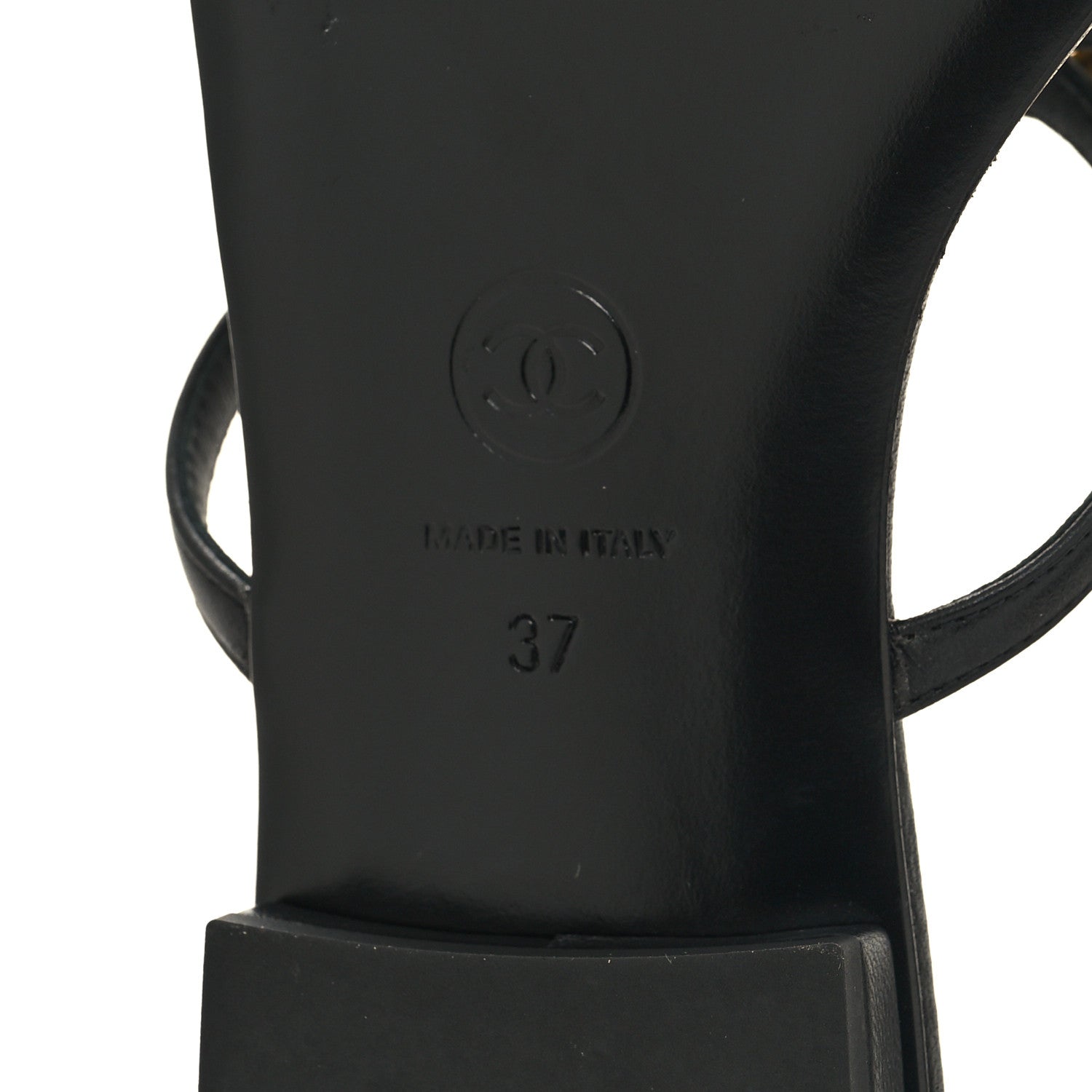 Chanel Lambskin Pearl CC Thong Sandals 37 Black Gold 6 of 8