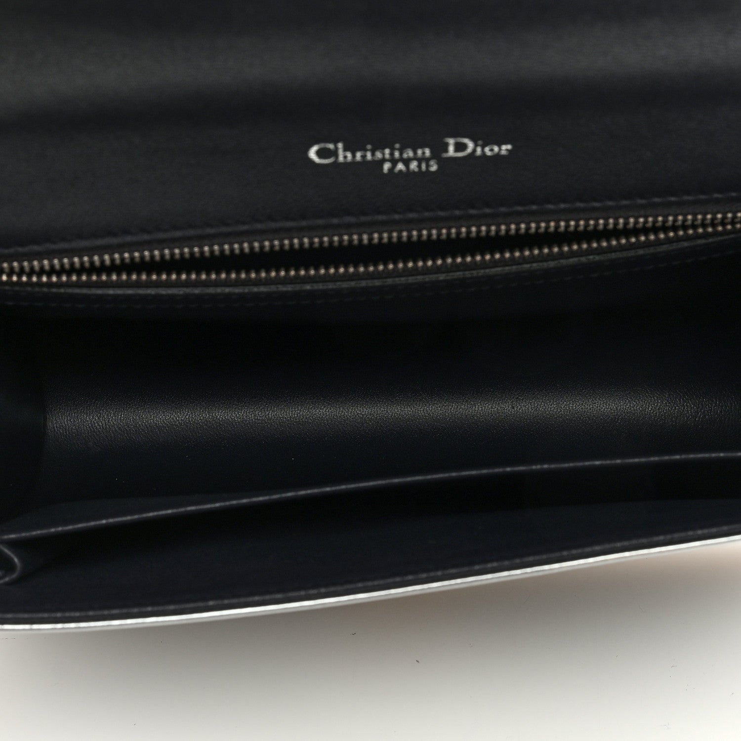 Christian Dior CHRISTIAN DIOR Metallic Patent Micro-Cannage Medium Diorama Flap Bag Silver 5 of 9