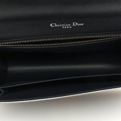 Christian Dior CHRISTIAN DIOR Metallic Patent Micro-Cannage Medium Diorama Flap Bag Silver 5 of 9