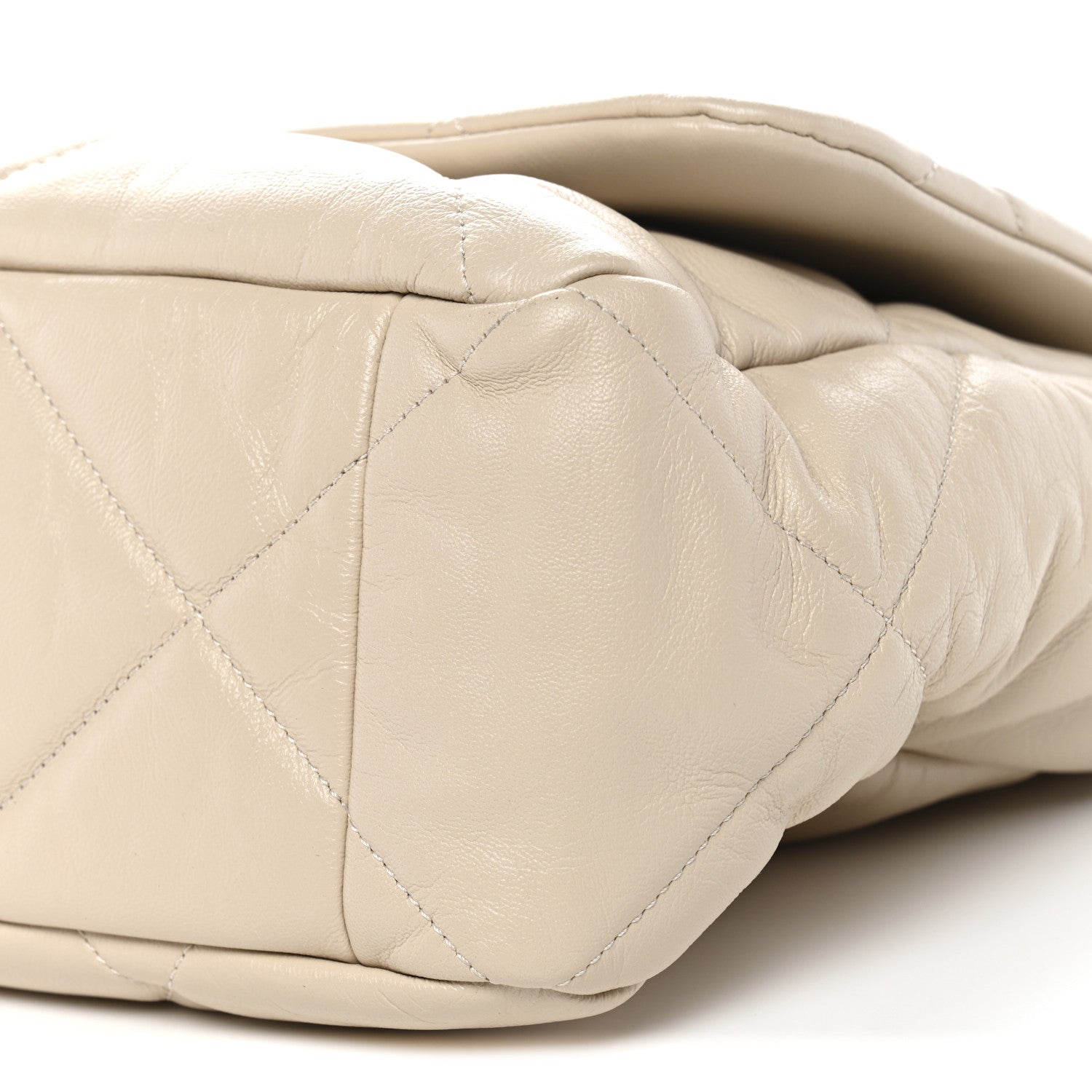 Chanel Goatskin Quilted Maxi Chanel 19 Flap Beige 10 of 10