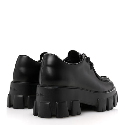Prada Spazzolato Rois Monolith 55mm Derby Loafers 37.5 Black 5 of 12
