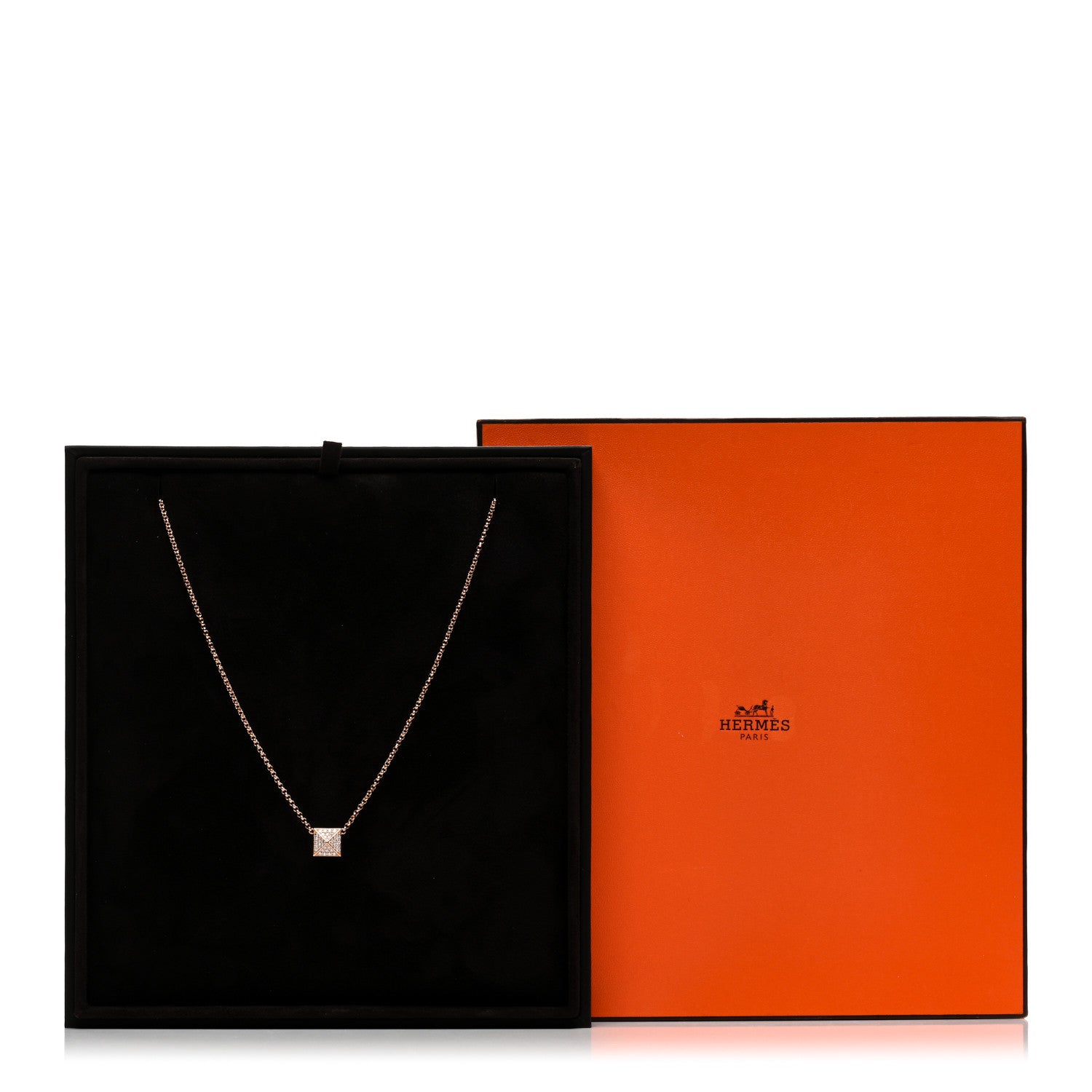 Hermes 18K Rose Gold Diamond MM Clou d'H Pendant Necklace 3 of 5