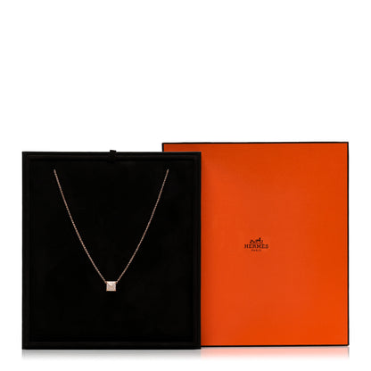 Hermes 18K Rose Gold Diamond MM Clou d'H Pendant Necklace 3 of 5
