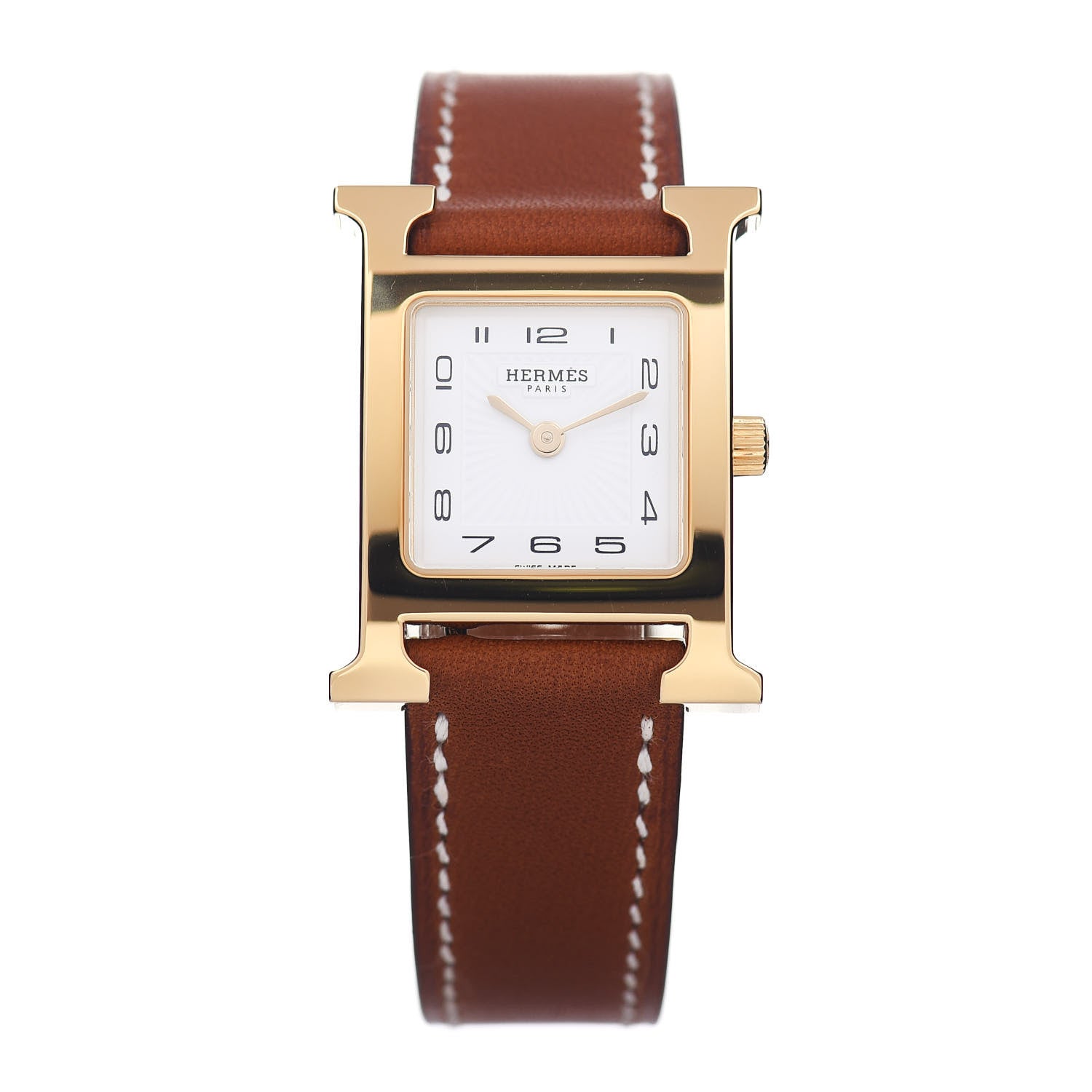 Hermes Stainless Steel Barenia 21mm Heure H Hour Quartz Watch Fauve 1 of 5