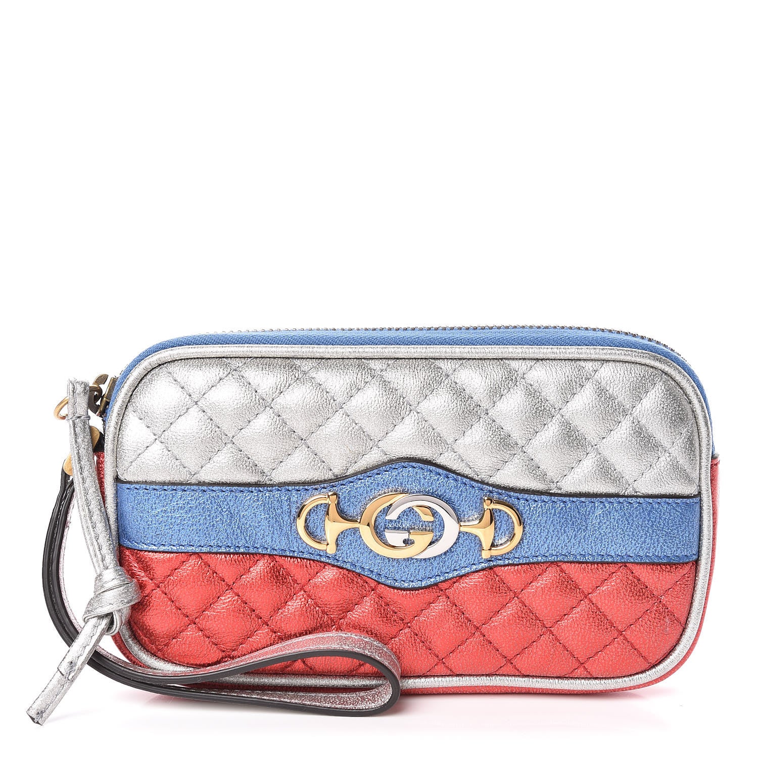 Gucci Laminated Nappa Trapuntata Zumi iPhone Case Rosso Marine Argento 1 of 10