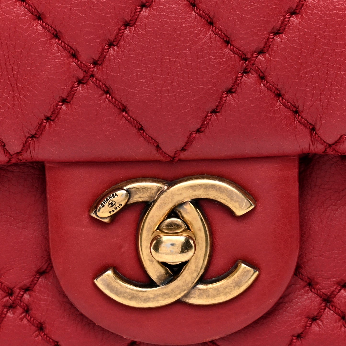 Calfskin Quilted Mini Urban Day Flap Red