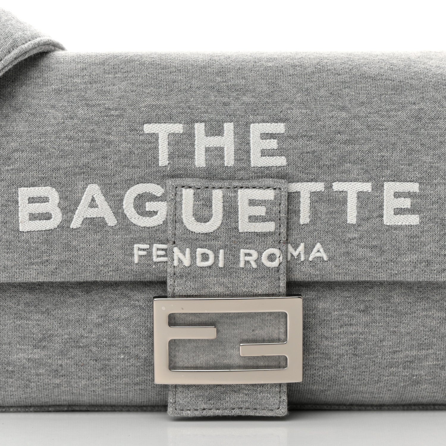 Fendi X MARC JACOBS Jersey Logo Medium Baguette Grey Ice 8 of 12