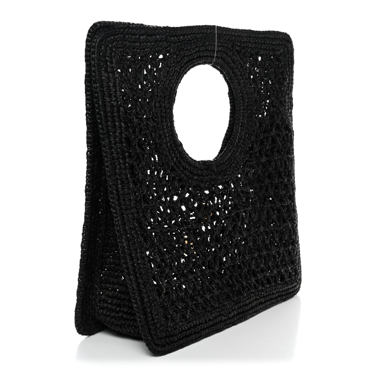 Raffia Le Petite Carre Spiaggia Square Tote Black